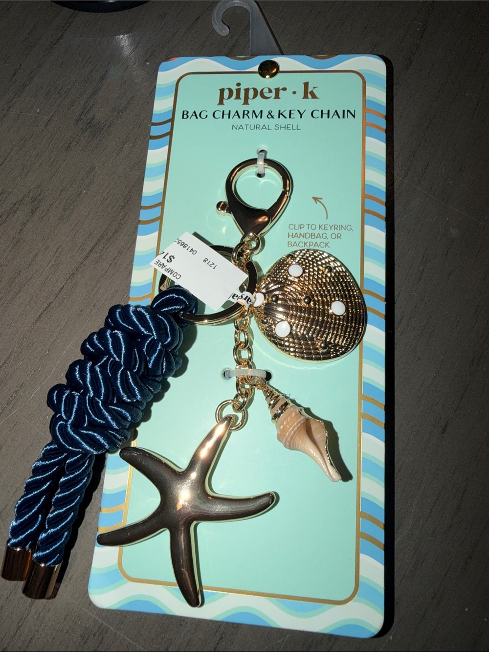 Rope StarFish & Shell Bag Charm